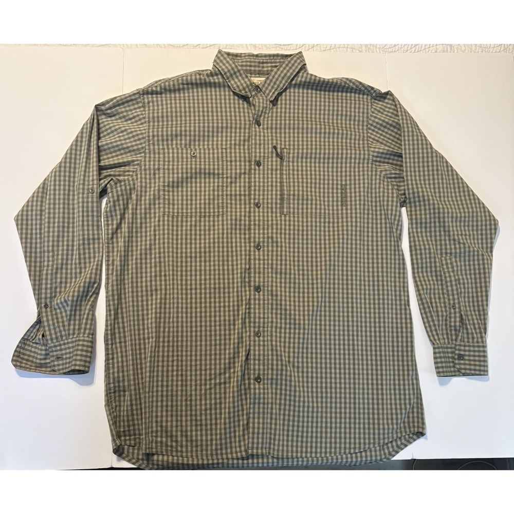 RedHead Button Down Shirt Mens‎ 2XLT Olive Green Gingham Long Sleeve Outdoor